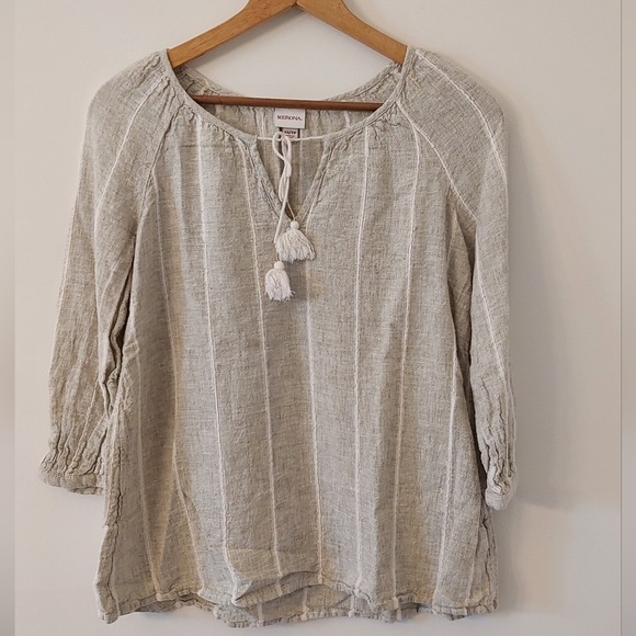 Merona Size XS Tie Neck Boho Tunic Tops/Blouses - Picture 1 of 7